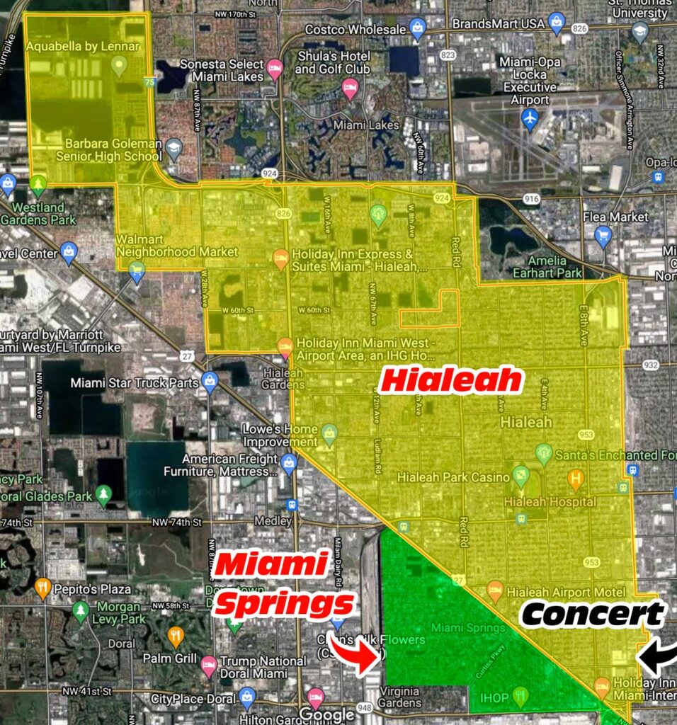 Hialeah Miami Springs Map