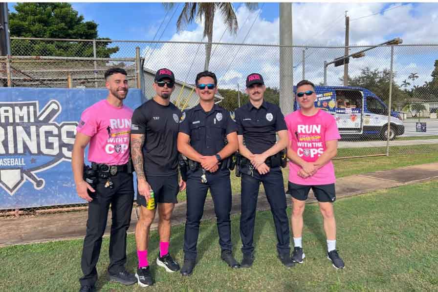 Miami Springs Police at the Run with a Cop (photo credit: @MiamiSpringsPD)