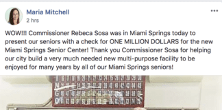 Rebeca Sosa Presents Million Dollar Check for the Senior Center