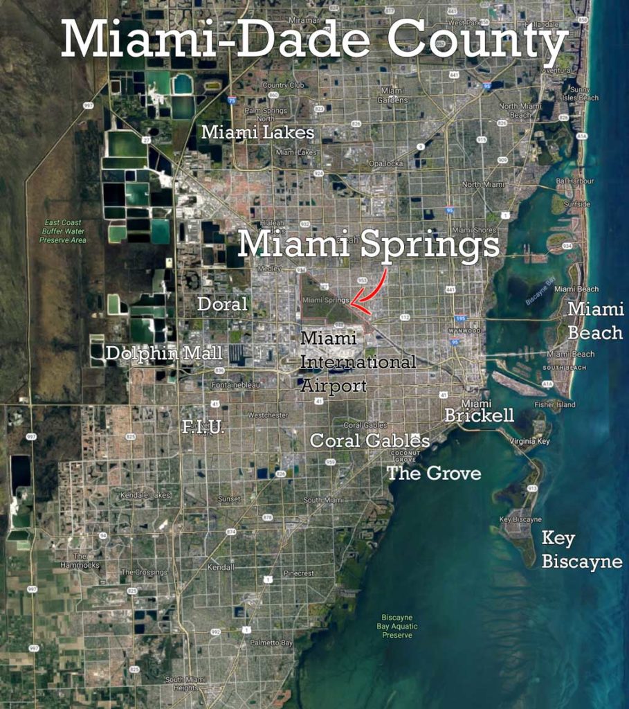 Miami-Dade Map Featuring Miami Springs