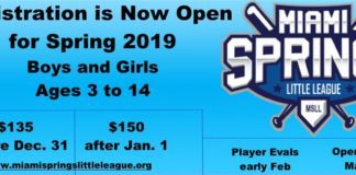 Miami Springs Little League Registration is Now Open