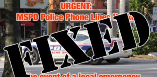 Miami Springs Police Emergency Phone is Not Working. Call 911 if You Have an Emergency