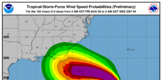 5am Update:  Hurricane Dorian Track Moves South