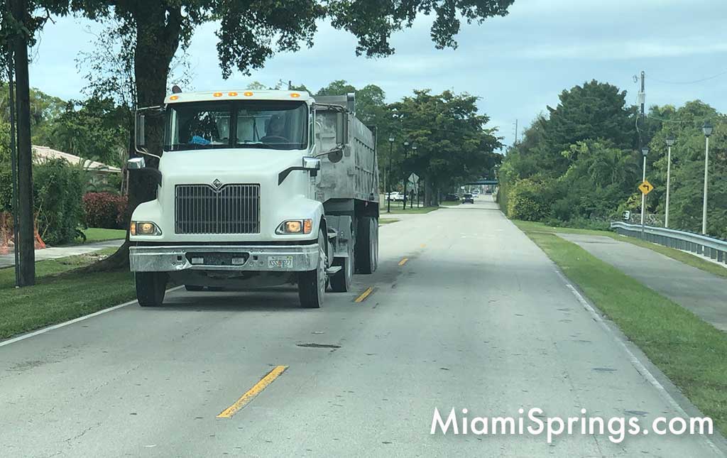Dump Truck on North Royal Poinciana Boulevard in Miami Springs