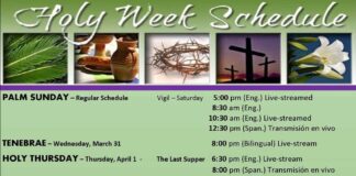 Holy Week Schedule at Blessed Trinity Catholic Church
