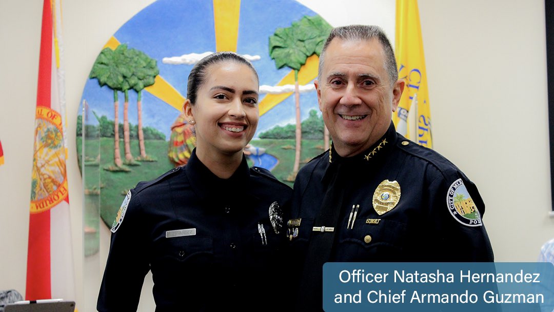 New Officer Natasha Hernandez with Chief Armando Guzman (Photo Credit: City of Miami Springs)
