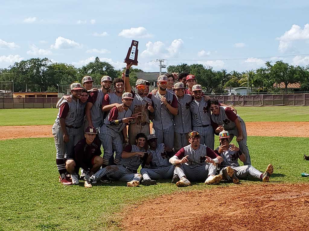 Miami Springs Senior High Baseball District Champions (Photo credit:  @mssh_hawks)
