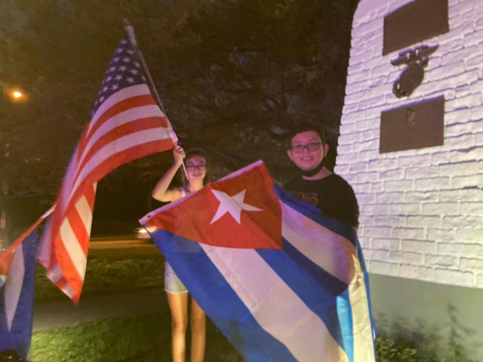 Miami Springs residents march for freedom in Cuba. Photo Courtesy Milly Perez-Crespo.