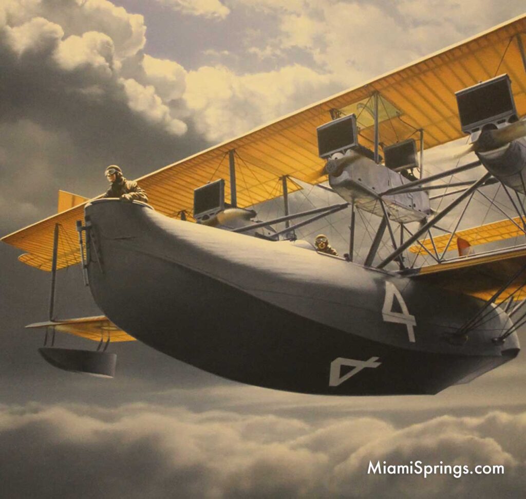 Photo of a painting at the Smithsonian Air and Space Museum of the Curtiss NC-4 Crossing