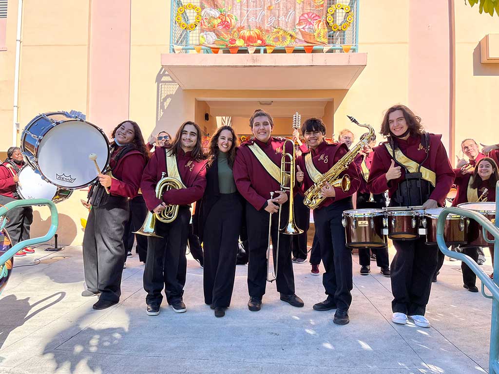Miami Springs Senior High Marching Band at Miami Springs Elementary - Photo Courtesy MSSH Social Media