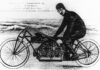 Glenn Curtiss on his V-8 Motorcycle on Ormond Beach Florida 1907