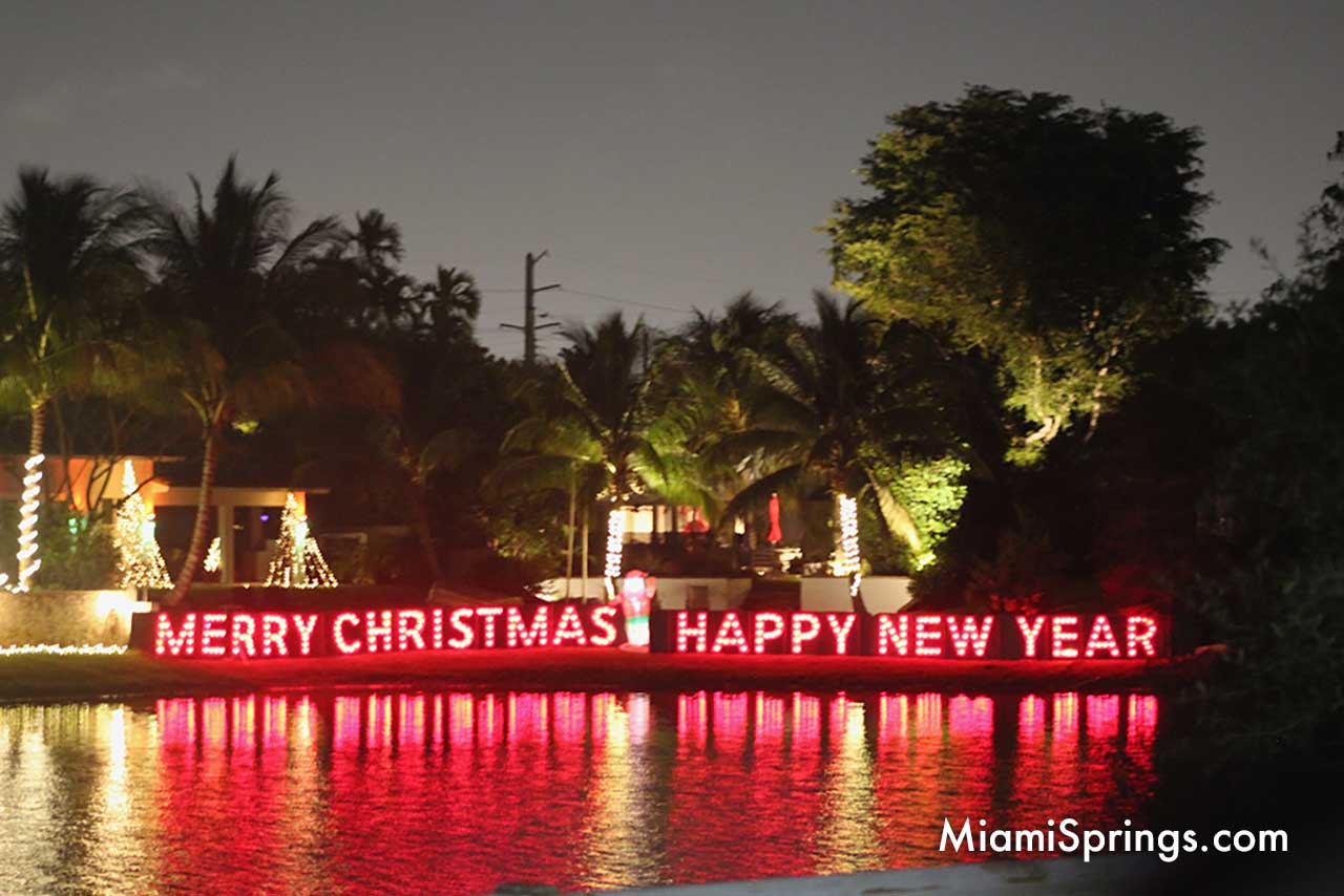 Merry Christmas from Bass Lake in Miami Springs, Florida