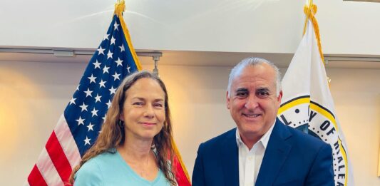 Miami Springs Mayor Maria Mitchell and Hialeah Mayor Esteban Bovo