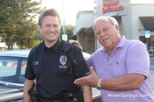 Detective David Bente and the legend, retired Miami Springs Police Officer Don Mazzone at the July 3rd Car Show
