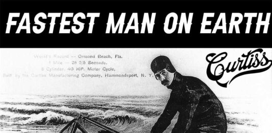 Glenn Curtiss the Fastest Man on Earth on his V-8 Motorcycle