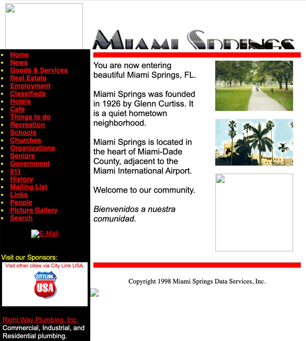 1998 version of MiamiSprings.com