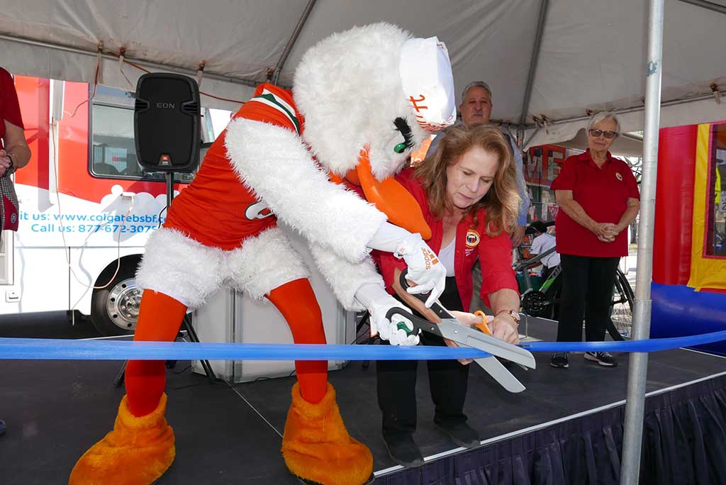 Sebastian the Ibis at the Ribbon Cutting Ceremony for the 6th Annual Community Health and Wellness Fair at the Miami Springs Woman's Club (photo credit Miami Springs Womans Club)