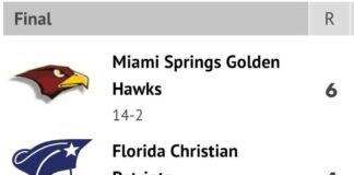 Miami Springs Golden Hawks Baseball Beat the Patriots