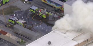 Warehouse Fire Next to City