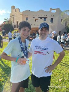 Ariel Rodrguez with his son at the SebastianStrong 5k