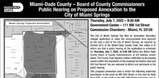 Public Notice: Miami-Dade County Commission Public Hearing on Proposed Annexation by City of Miami Springs