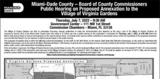 Public Notice: Miami-Dade County Commission Public Hearing on Virginia Gardens Annexation Proposal