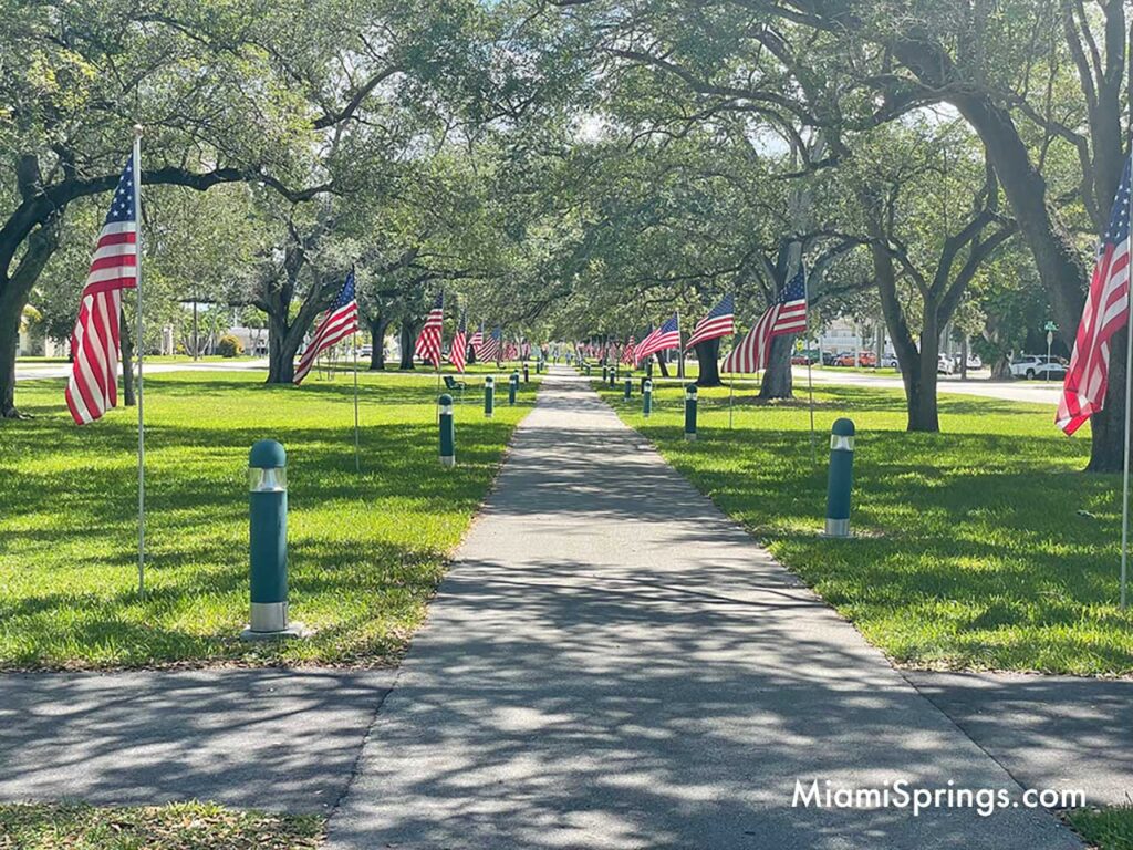 American Flags along Curtiss Parkway Bike Path