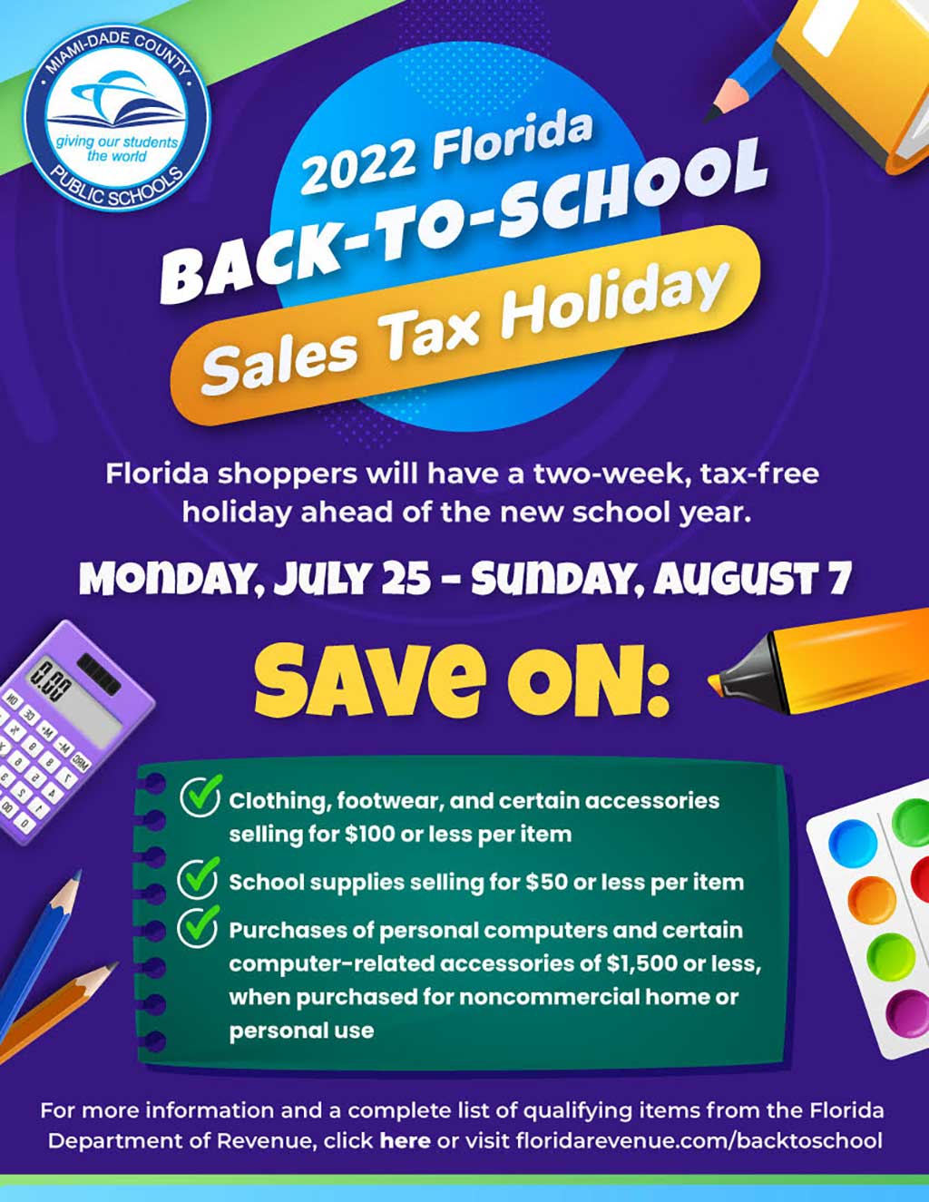 2022 Back to School Tax Holiday Miami Springs News