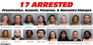 17 Arrested on Charges Including Prostitution, Assault, Firearms, & Narcotics Charges