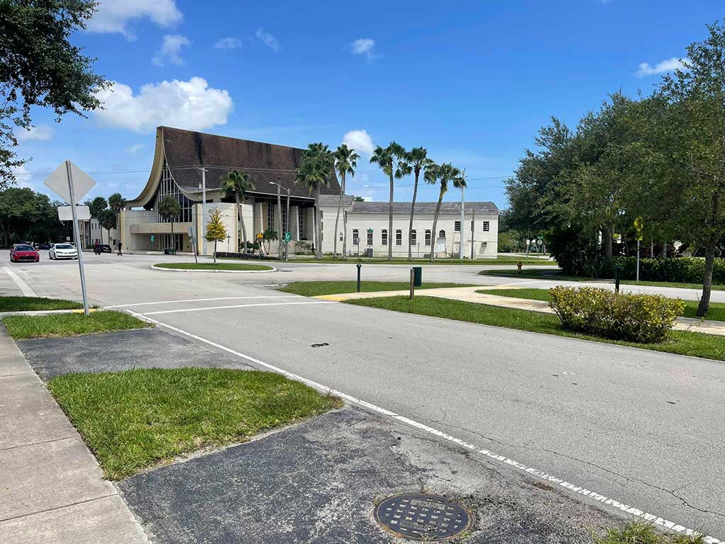 Westward and Esplanade Drive Featuring the Miami Springs Baptist Church - Photo Courtesy Miami Springs Historical Society