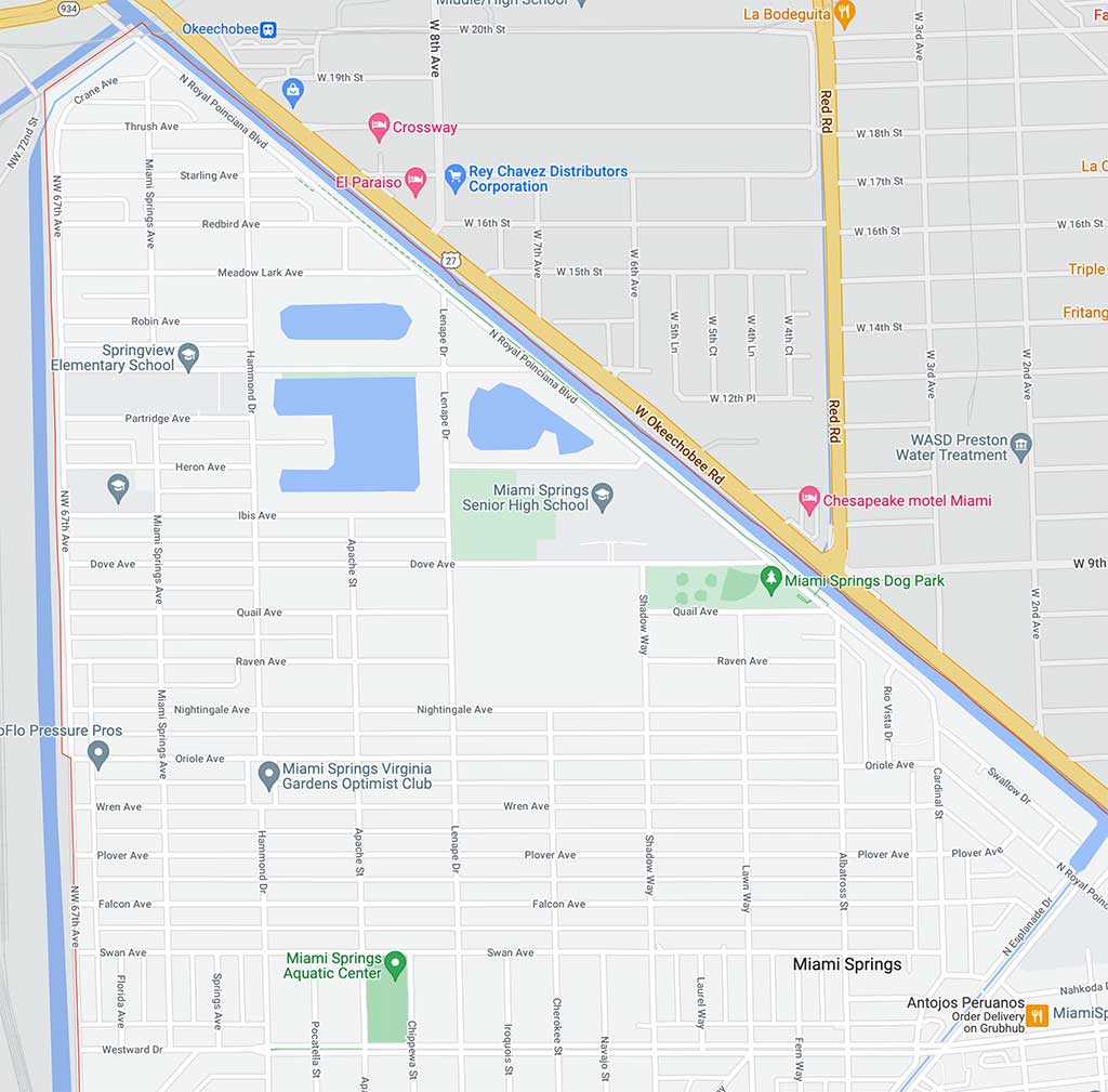 Map of Miami Springs Bird Section
