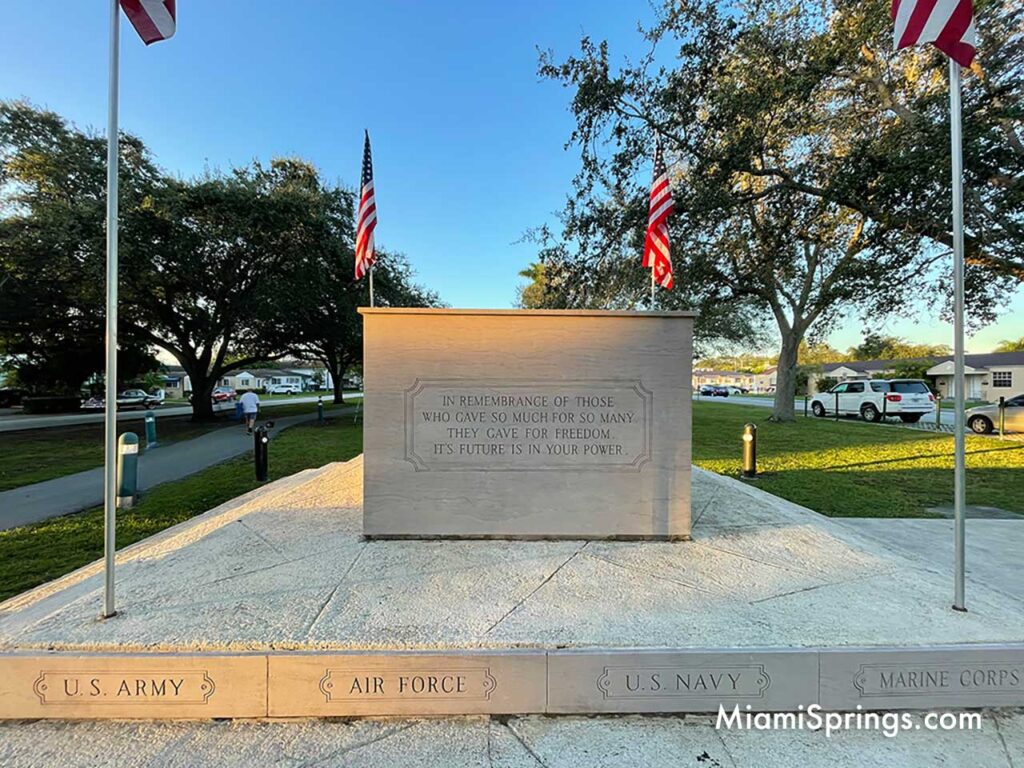Miami Springs War Memorial on Curtiss Parkway