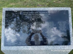 Eastern Airlines Flight EA401 Memorial in Miami Springs honors the 101 souls who perished on December 29, 1972