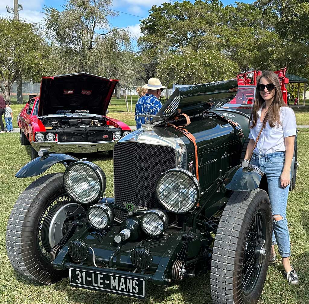 Councilwoman Jacky Bravo with the beautiful 1931 Bentley