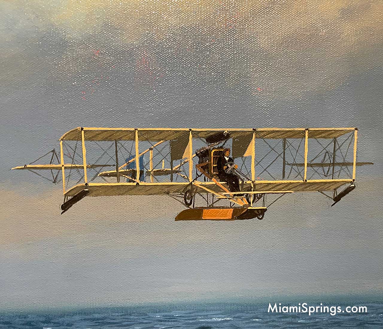 Painting featuring a Curtiss A-1 Triad at the National Naval Aviation Museum in Pensacola, Florida