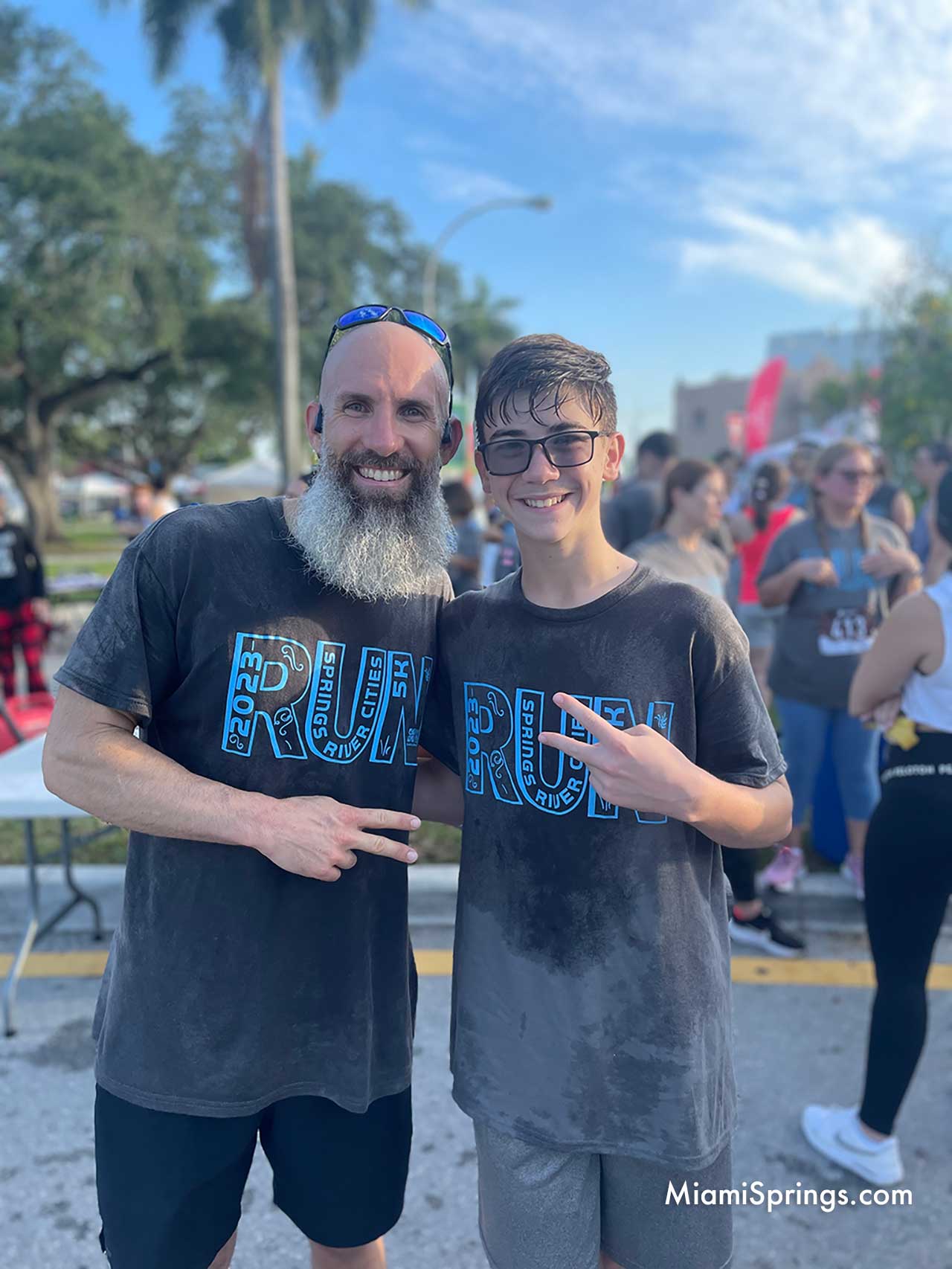 Gabriel Fernandez and his son Nicolas at the River Cities Festival 5k 2023