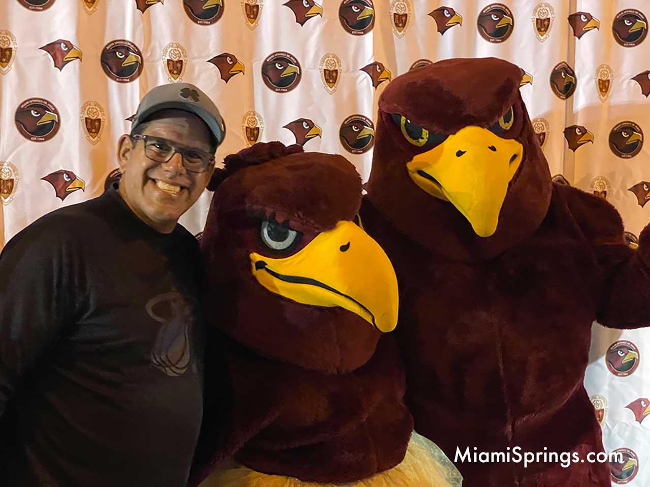 Class of 1990 alum Danny Perez with the MSSH Mascots