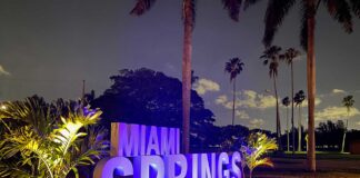 Top Sources of News in Miami Springs Miami Springs Sign Lit Up at Night on Curtiss Parkway (Photo Credit: MiamiSprings.com)