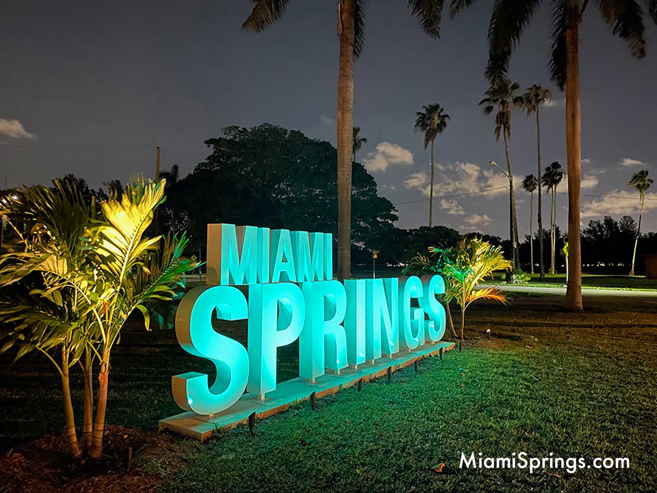Miami Springs Sign at Curtiss Parkway