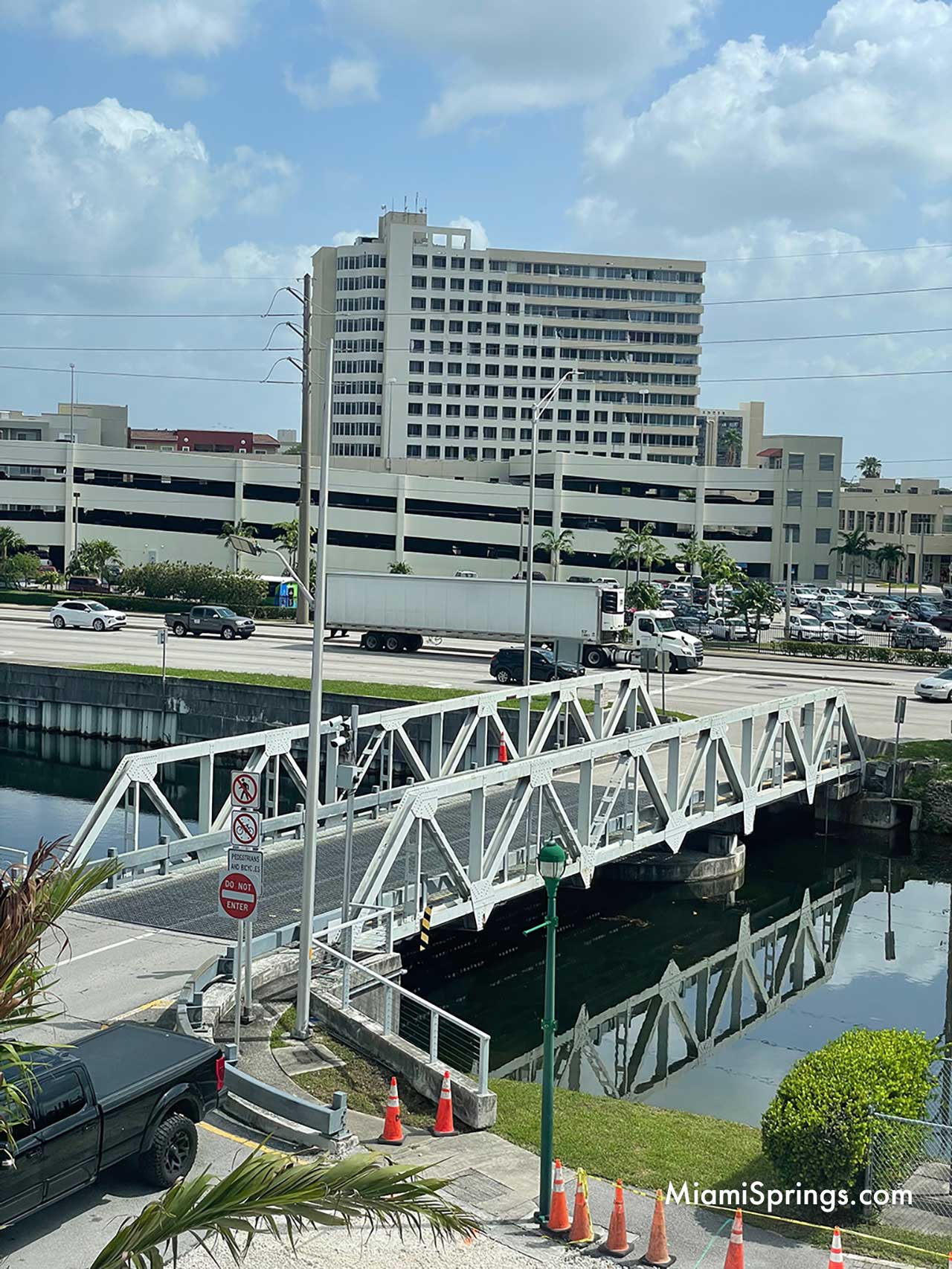Warren Pony Swing Bridge as viewed from One Curtiss Parkway in Miami Springs