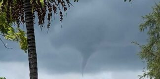Funnel Cloud over Miami Springs Water Spout over Springview Elementary in Miami Springs