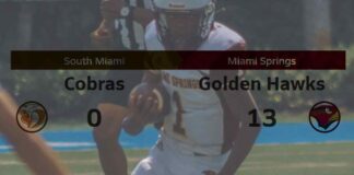 Miami Springs Golden Hawks Team Shuts Out South Miami with a 13-0 Victory