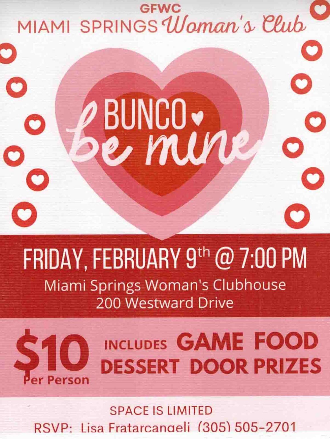 Miami Springs Woman’s Club Bunco Be Mine