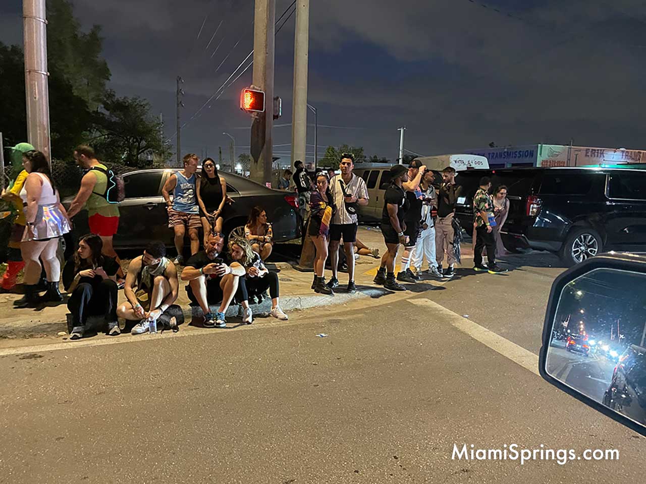 Factory Town revelers waiting for a ride in Hialeah