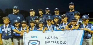 The 9U Miami Springs All-Stars Claims District 8 Champions