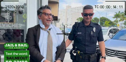 Walter Fajet arrested by Miami Springs Police Officer Jorge Capote for Charity