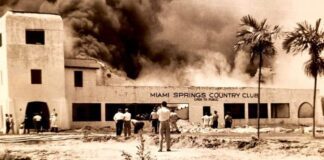 1955 Miami Springs Country Club Clubhouse Fire by Ken Wilde