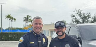 Albert Vargas Promoted to Deputy Chief of Police at MSPD Miami Springs Police Chief Castillo and Lieutenant Vargas