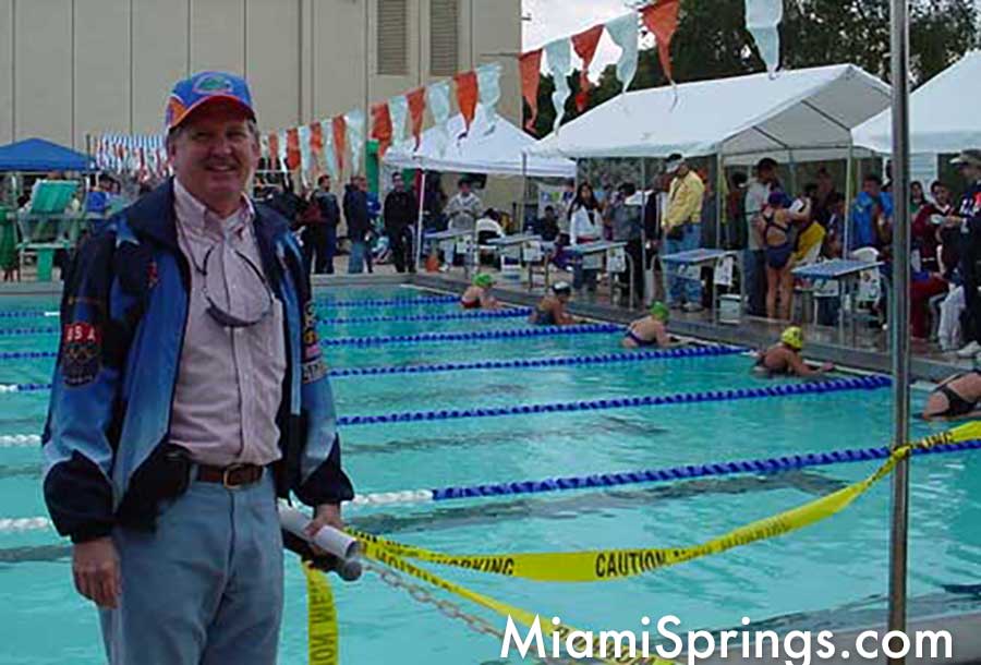 Jim Borgmann at the Jr. Orange Bowl Swim Meet at the old Miami Springs Olympic Sized Swimming Pool