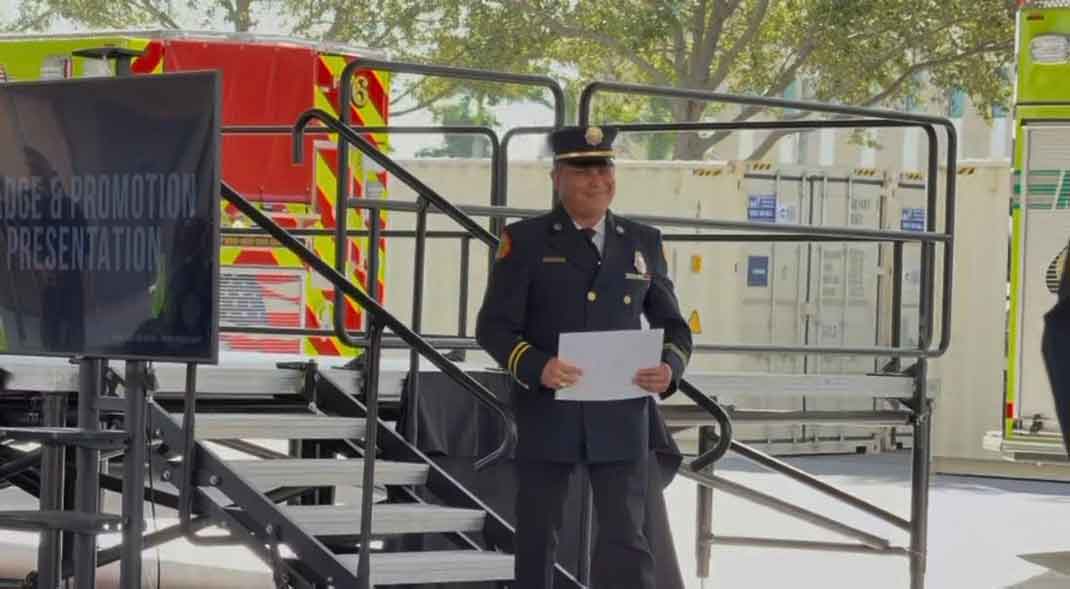 VGPD Detective Darwin Villavicencio was officially sworn in as Captain of the Miami-Dade County Fire Rescue Department (Photo Credit:  Village of Virginia Gardens)